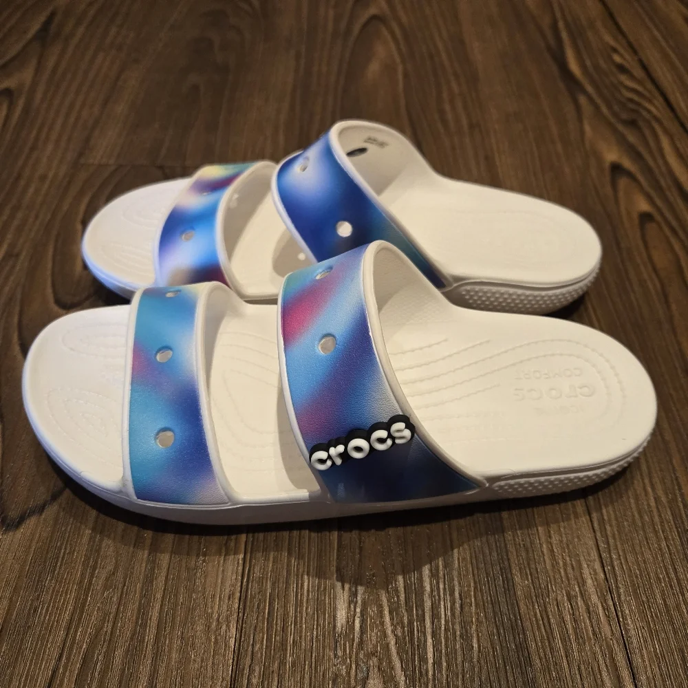 Crocs Classic Solarized Lightweight Shoes Tie Dye Sandals Unisex Women 12 Men 10